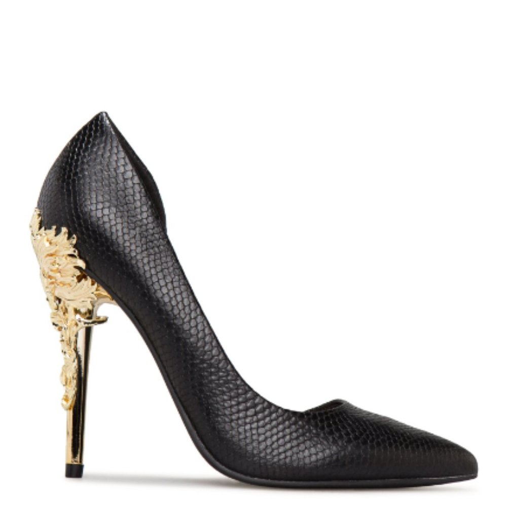 Metallic embellished heel, 7.5 'katniss'